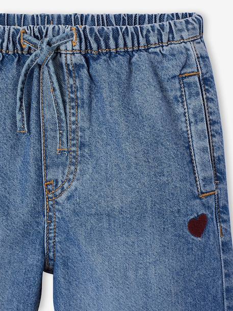 Wijde meisjesbroek gebleekt denim+middenblauw - vertbaudet enfant 