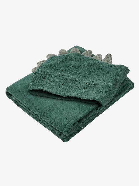 Serviette à capuche en coton vert anglais - vertbaudet enfant 