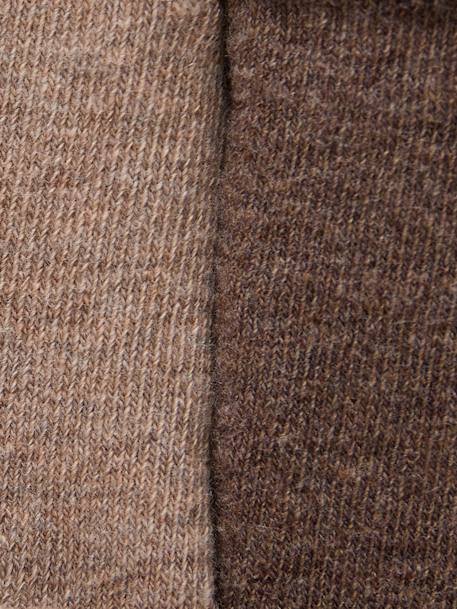 Lot de 2 paires de collants en maille côtelée fille bleu nuit+gris chiné+marron - vertbaudet enfant 