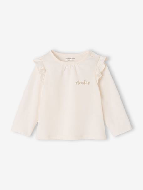 Set van 2 T-shirts baby Basics met lange mouwen hazelnoot+saliegroen - vertbaudet enfant 
