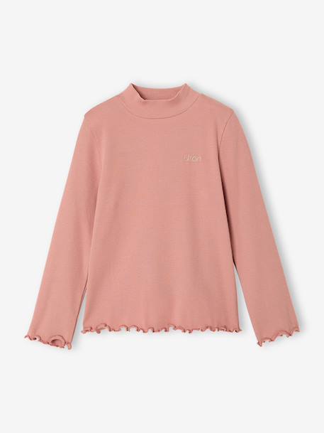 Sous-pull fille col cheminée écru+vieux rose - vertbaudet enfant 