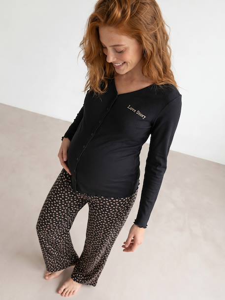 Pyjama 2 pièces allaitement anthracite+bleu nuit - vertbaudet enfant 