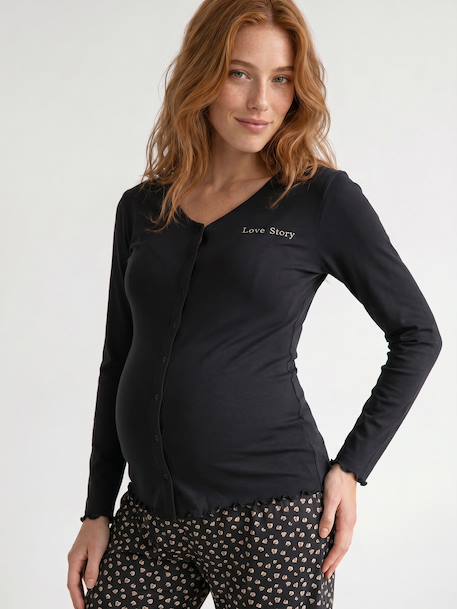 Pyjama 2 pièces allaitement anthracite+bleu nuit - vertbaudet enfant 