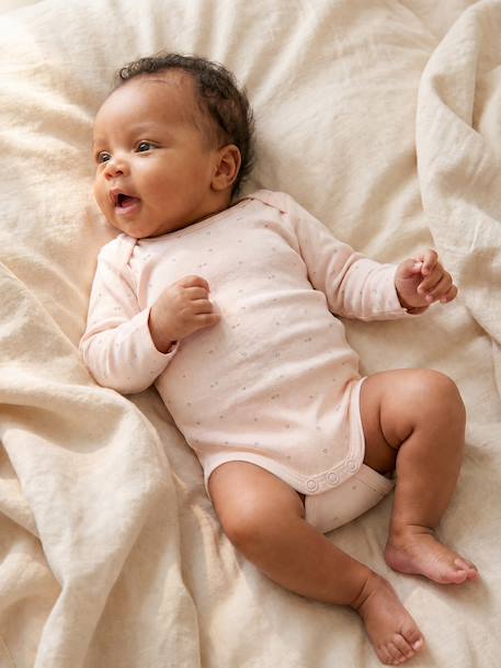 Set van 3 babyrompers met lange mouwen lichtroze - vertbaudet enfant 