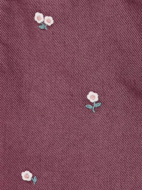 Geborduurde mom fit voor meisjes groengrijs+pruim+roze (poederkleur) - vertbaudet enfant 