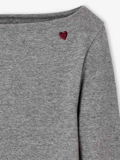 Lot de 2 t-shirts en côtes fille bordeaux+gris chiné+vert anglais - vertbaudet enfant 