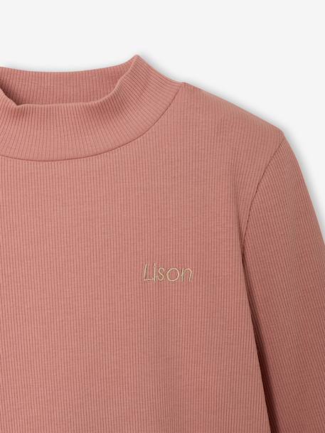 Sous-pull fille col cheminée écru+vieux rose - vertbaudet enfant 