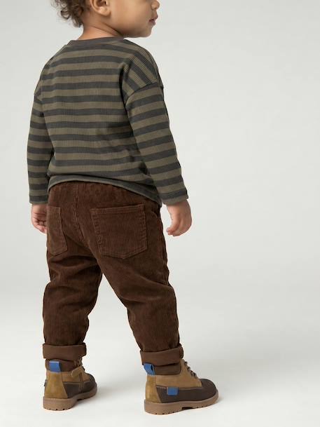 Pantalon bébé en velours côtelé bleu grisé+caramel+lichen+marron - vertbaudet enfant 