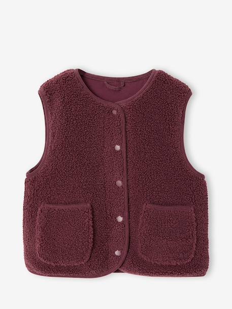 Mouwloos meisjesvest van sherpa pruim+rouge+vanille - vertbaudet enfant 