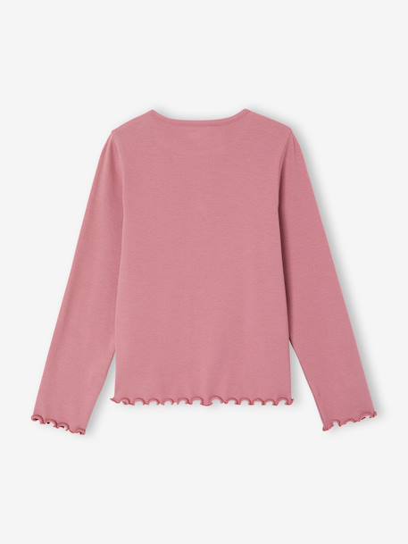 T-shirt manches longues fille écru+mauve+taupe - vertbaudet enfant 