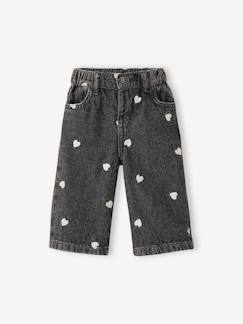 -Wijde jeans met kleine geborduurde hartjes