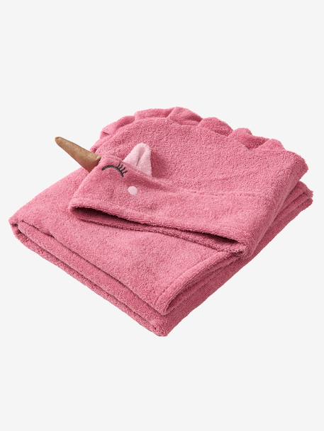 Serviette à capuche licorne framboise - vertbaudet enfant 