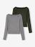 Lot de 2 t-shirts en côtes fille bordeaux+gris chiné+vert anglais - vertbaudet enfant 
