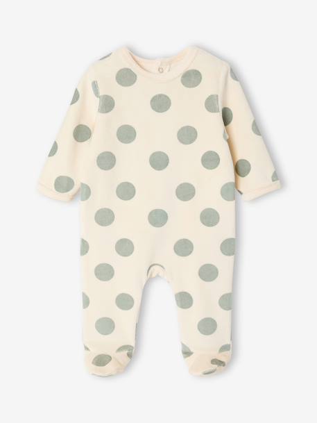 Set van 3 velours babypyjama's gemêleerd beige+gemêleerd grijs+saliegroen - vertbaudet enfant 