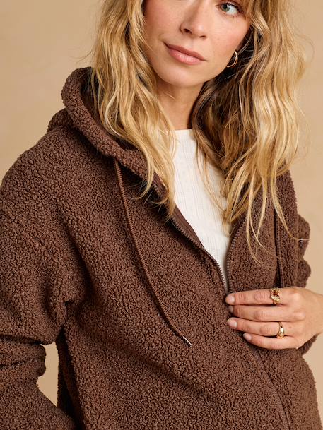 Kuschelige Tragejacke für Schwangerschaft und Elternzeit ENVIE DE FRAISE ecru+taupe+zwart - vertbaudet enfant 