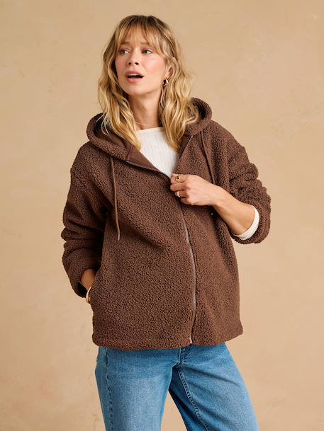 Kuschelige Tragejacke für Schwangerschaft und Elternzeit ENVIE DE FRAISE ecru+taupe+zwart - vertbaudet enfant 