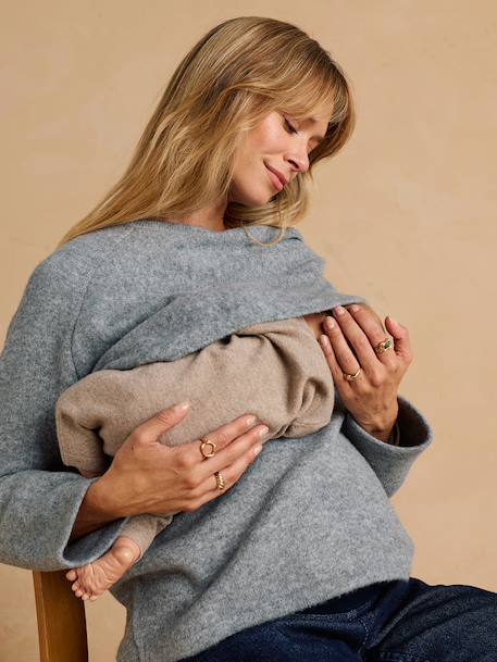 Pull de grossesse et allaitement drapé gris chiné - vertbaudet enfant 