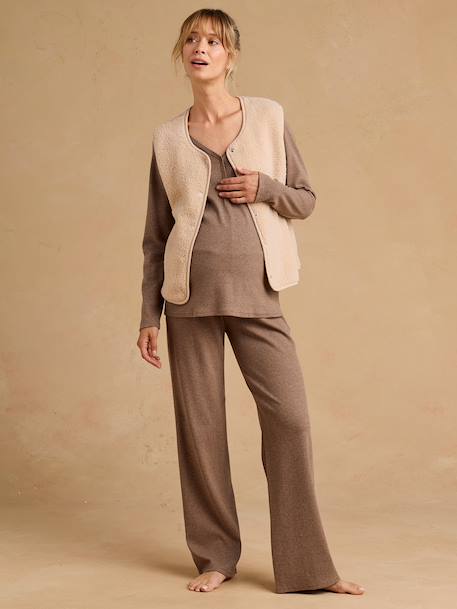 Pyjama grossesse 3 pièces allaitement taupe - vertbaudet enfant 