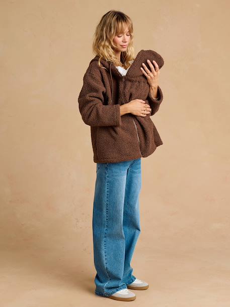 Kuschelige Tragejacke für Schwangerschaft und Elternzeit ENVIE DE FRAISE ecru+taupe+zwart - vertbaudet enfant 
