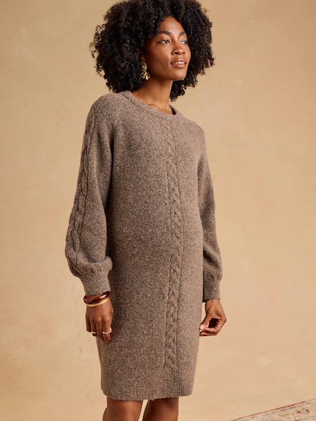 Robe pull de grossesse maille torsadée taupe - vertbaudet enfant 
