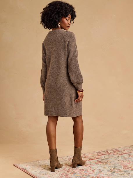 Robe pull de grossesse maille torsadée taupe - vertbaudet enfant 