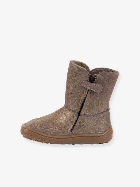 Blotevoetenlaarzen kinderen BAREFOOT TEX SUEDE Froddo beige, bedrukt+bordeauxrood+brons+goud+grijs+zwart - vertbaudet enfant 