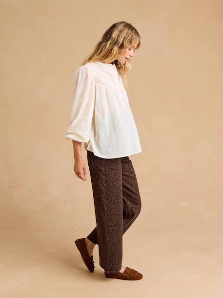 Blouse de grossesse et allaitement brodée crème - vertbaudet enfant 
