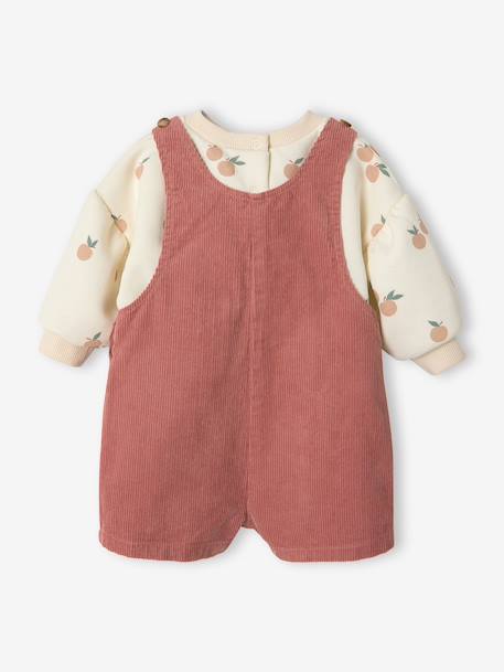 Ensemble bébé fille sweat et salopette vieux rose - vertbaudet enfant 