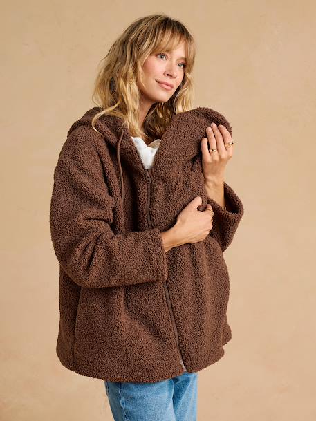 Kuschelige Tragejacke für Schwangerschaft und Elternzeit ENVIE DE FRAISE ecru+taupe+zwart - vertbaudet enfant 