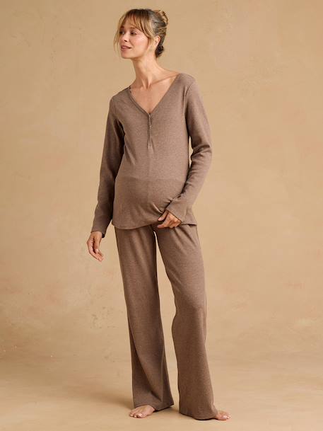 Pyjama grossesse 3 pièces allaitement taupe - vertbaudet enfant 