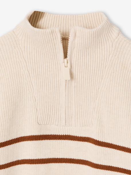 Pull garçon camionneur rayé manches longues écru+marine - vertbaudet enfant 