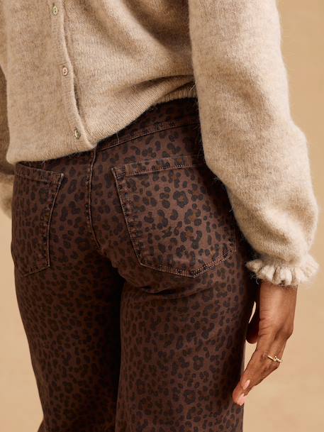Jean léopard cropped de grossesse bandeau chocolat - vertbaudet enfant 
