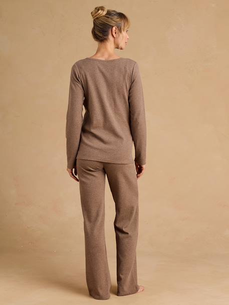Pyjama grossesse 3 pièces allaitement taupe - vertbaudet enfant 