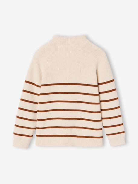 Pull garçon camionneur rayé manches longues écru+marine - vertbaudet enfant 