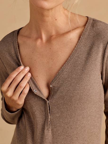 Pyjama grossesse 3 pièces allaitement taupe - vertbaudet enfant 