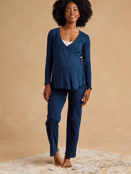 Pyjama 3 pièces grossesse et allaitement marine - vertbaudet enfant 