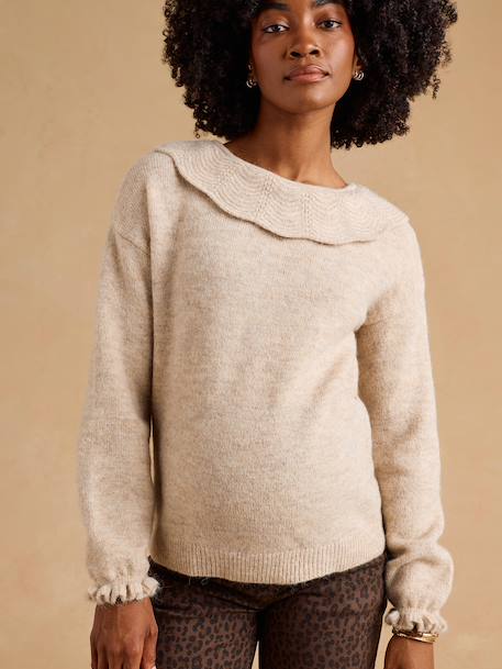 Zwangerschaps- en voedingspullover Colette gemêleerd beige - vertbaudet enfant 