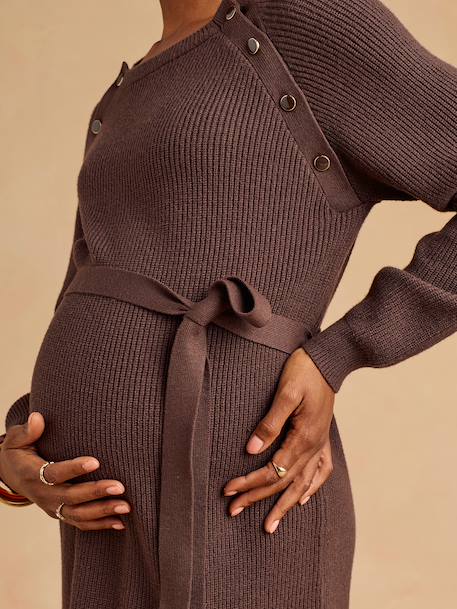Robe en tricot grossesse et allaitement chocolat+noir - vertbaudet enfant 