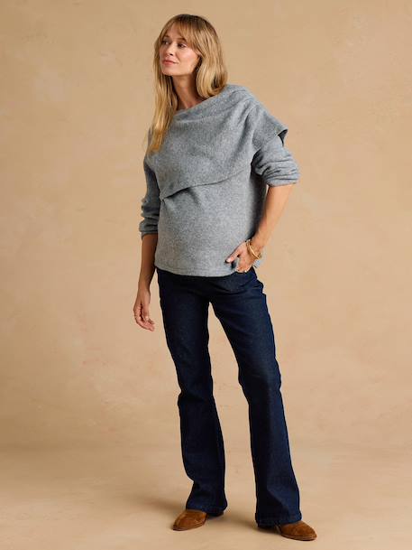 Pull de grossesse et allaitement drapé gris chiné - vertbaudet enfant 