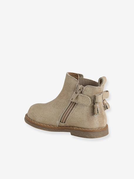 Eerste stap schoenen baby boots leer bruin+goudgeel+zwart - vertbaudet enfant 