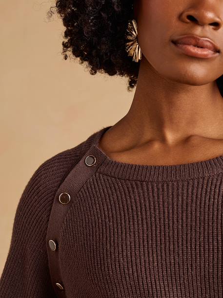 Robe en tricot grossesse et allaitement chocolat+noir - vertbaudet enfant 