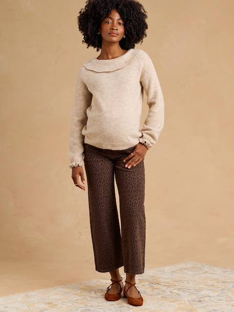 Korte zwangerschapsjeans met buikband chocoladebruin - vertbaudet enfant 