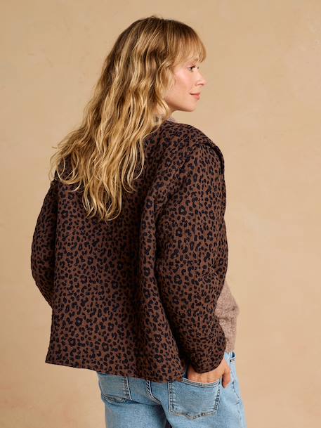 Veste matelassée évolutive avec protège-bébé grossesse et post grossesse en gaze de coton chocolat+écru+kaki - vertbaudet enfant 