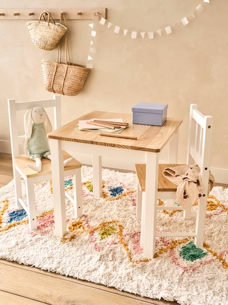 Ensemble table + 2 chaises en bois lot blanc - vertbaudet enfant 