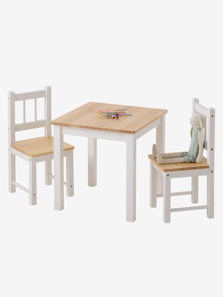 Ensemble table + 2 chaises en bois lot blanc - vertbaudet enfant 