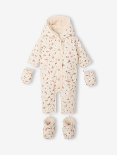 Gewatteerde babypak met capuchon vanille - vertbaudet enfant 