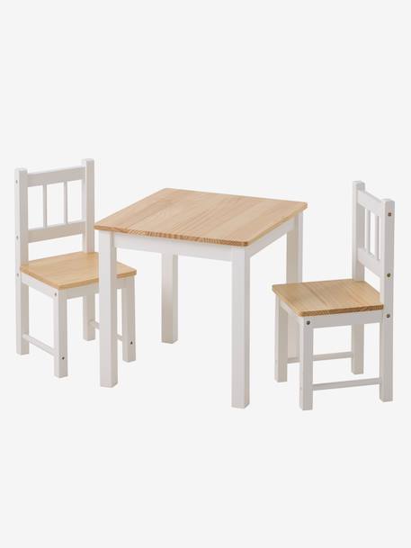 Ensemble table + 2 chaises en bois lot blanc - vertbaudet enfant 