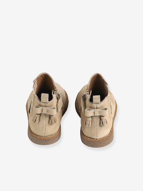 Boots bébé fille cuir zippées jaune d'or+marron+noir - vertbaudet enfant 