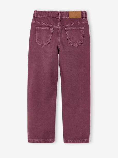 Geborduurde mom fit voor meisjes groengrijs+pruim+roze (poederkleur) - vertbaudet enfant 