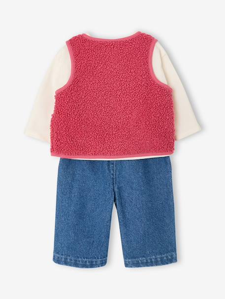 Ensemble 3 pièces bébé fille rose poudré - vertbaudet enfant 